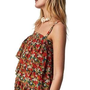 Free People One / Talia Tunic / Boho Floral Tiered Tunic Top